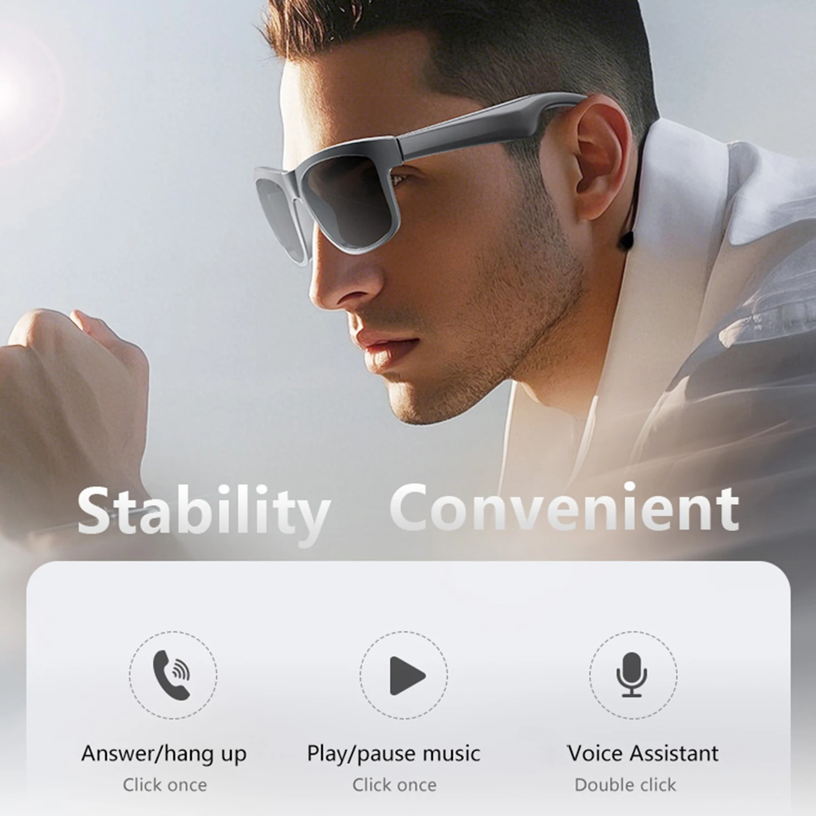 Smart Audio Glasses Long Battery Life 50H UV400  BT Sports Sunglasses for Men and Women Smart Glasses Smart BT Glasses