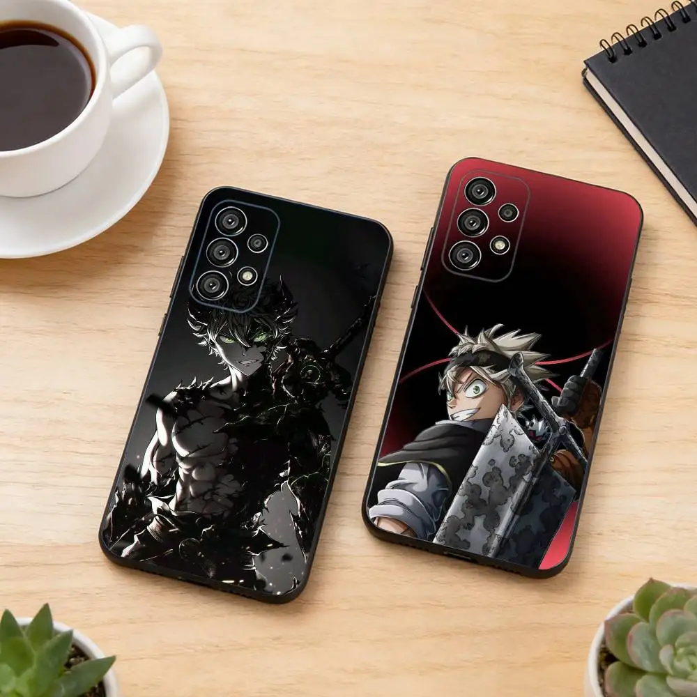 B-Black C-Clover Asta Phone Case For Samsung S25,S24,S21,S22,S23,S30,Ultra,S20,Plus,Fe,Lite,Note,10,Black Cover