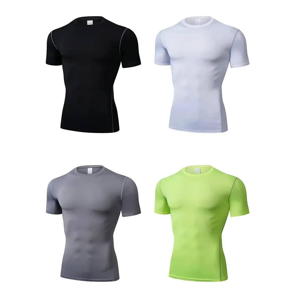 Quick Dry Fit Shirts for Men Gym Athletic Running Workout Bodybuilding Tshirts Short Sleeve Fitness Tee Sweat Shirts