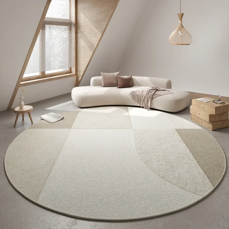 Wabi-sabi Style Carpets for Living Room Minimalist Anti-slip Mat Large Area Bedroom Decor Round Carpet Washable Soft Bedside Rug