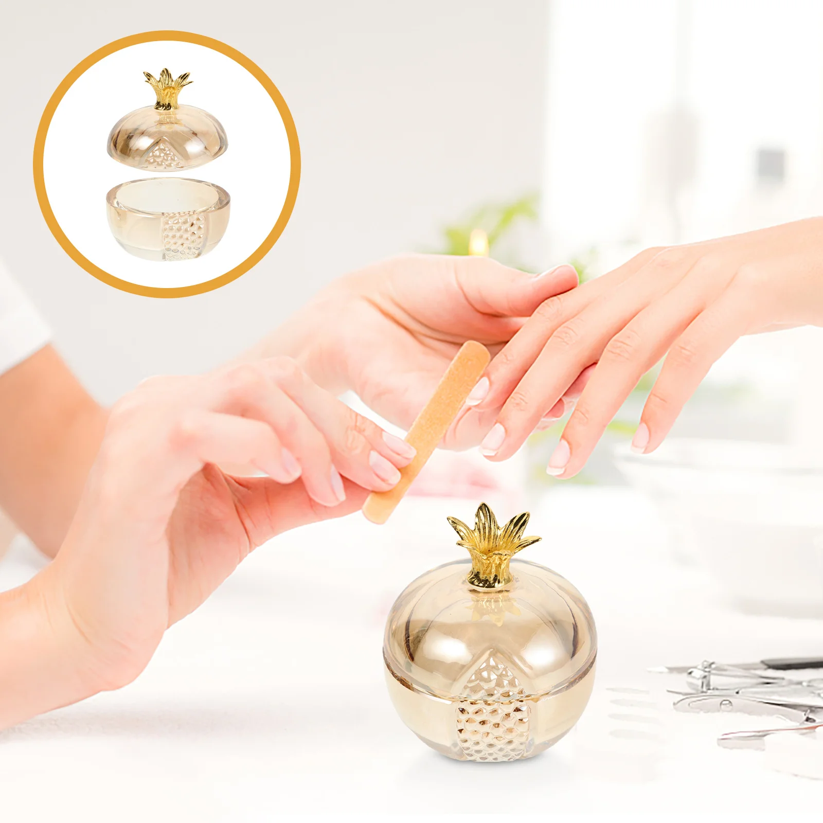 

Transparent Glass Nail Dappen Dish Pomegranate Design with Lid for Monomer Liquid Polish Holder Dipping Tools Organiser Nail Art