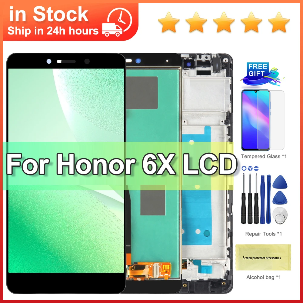 5.5\'\' For Honor 6X LCD Display Touch screen Digitizer Assembly With Frame Replacement BLN-L24 BLN-AL10 BLN-L21