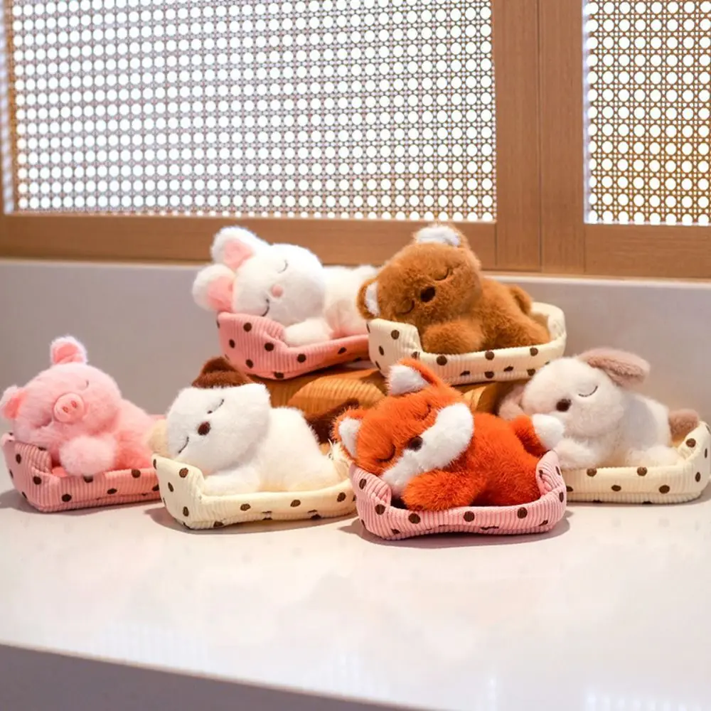 New Cartoon Companion Dog Cat White Rabbit Animal Ornaments Fox Bear Lying in Its Nest Animal Pillow Gift