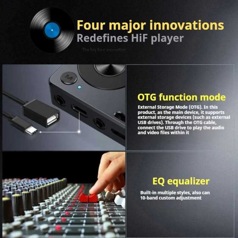 

MP3-плеер EROS Q Lossless: высококачественный портативный аудиоплеер DSD128 с Bluetooth, Hi-Fi, поддержкой USB DAC и TF-карт до 512 ГБ, OTG