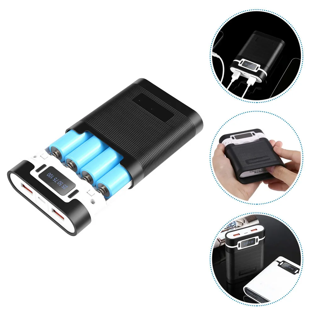 

4-Slot Dual Usb Box Compatible With 18650 Batteries Portable Power Sturdy Case For Rechargeable Diy 18650