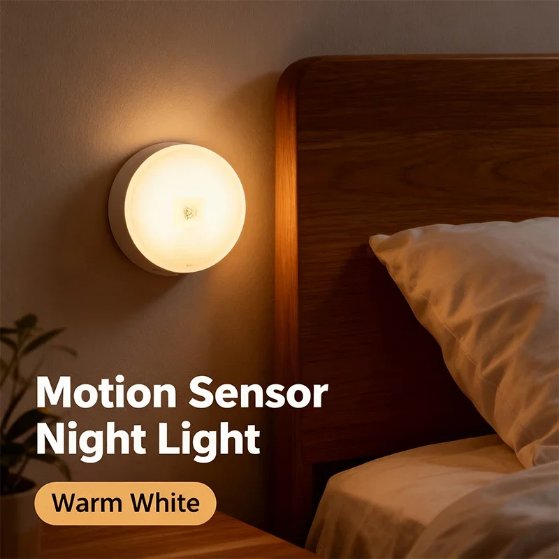 

Rechargeable LED Motion Sensor Night Light,Auto On/Off,Wardrobe Closet Drawer Cabinet Bedroom Hallway,Magnetic Mount Warm White