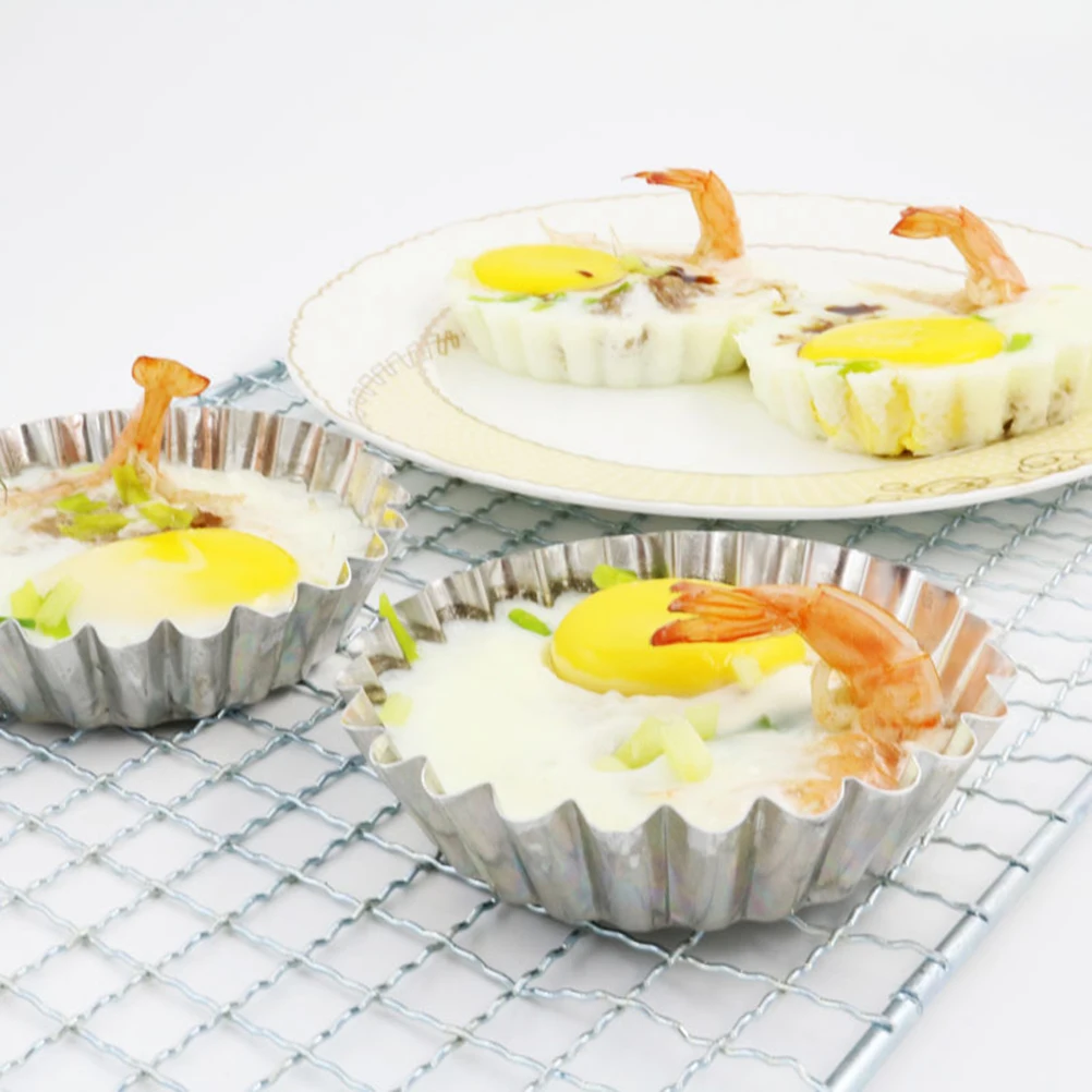 

10pcs Egg Tart Molds Metal Baking Cups Nonstick Tinplate Cupcake Cake Cookie Pans Quick Heat Conductivity Easy Clean