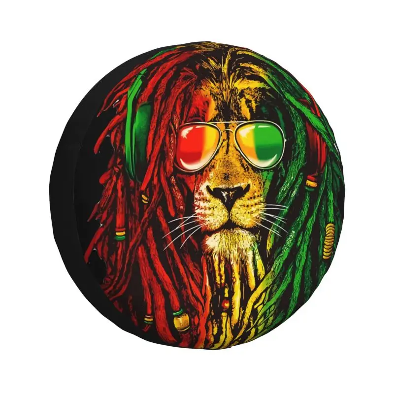 Custom Rasta Lion Jamaica Flag Spare Tire Cover for Mitsubishi Pajero Jeep RV SUV Camper Car Wheel Protector Covers