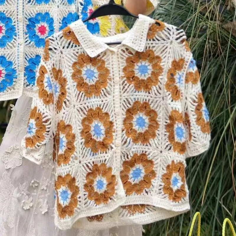 Granny Square Crochet Knit Pol - Sewing Jackets 评论和价格