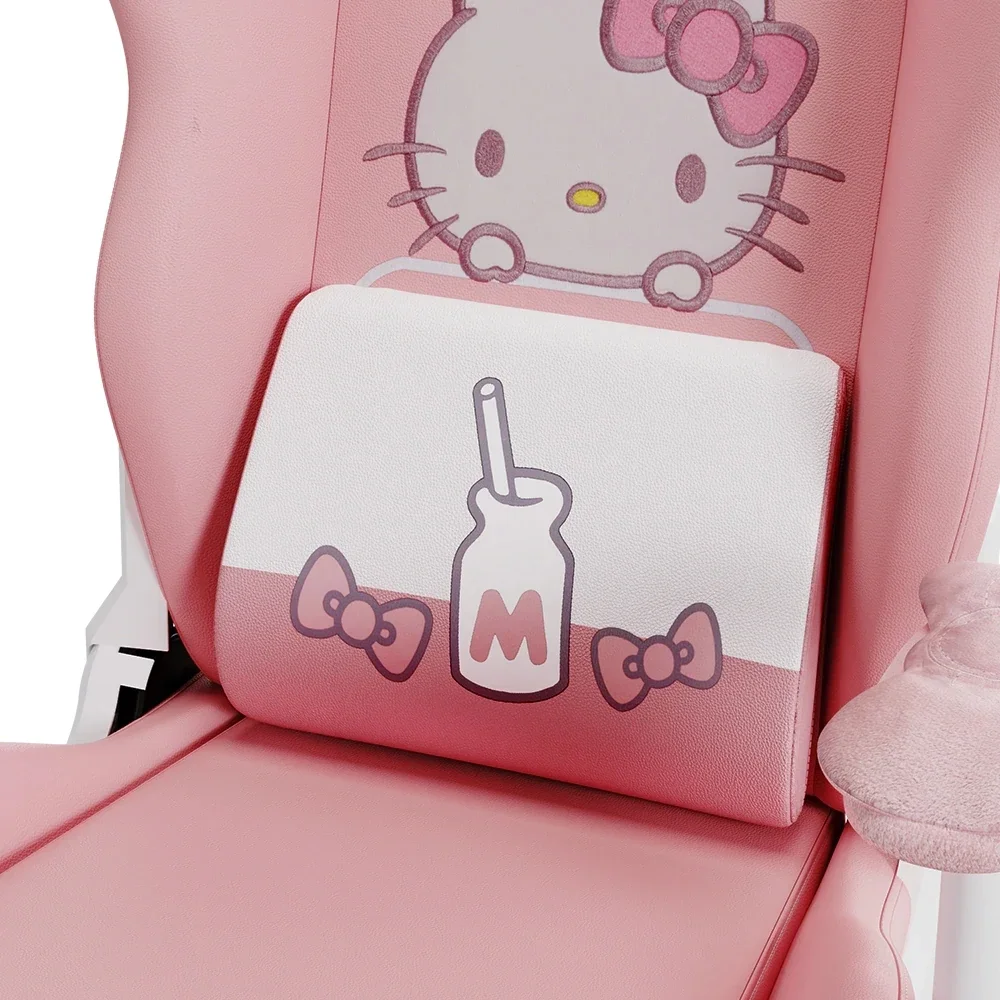 Low Price Cute PU Leather Nylon Computer Silla Gamers Ergonomic Hello Cat Pink Gaming Chair With Ottoman For Girls