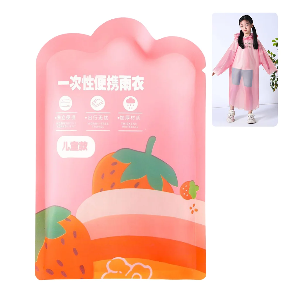 Creative Vacuum Compression Kids Raincoat Travel Waterproof One-Piece Raincoat Convenient Card Packaging Rain Coat Children