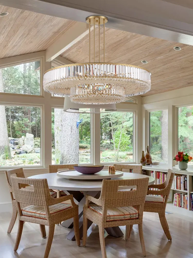 Led Clear Crystal Round Pendant Lights Big Above Living Room Home Decoration Nordic Luxury Elegant