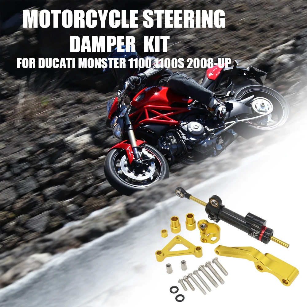 CNC Aluminum Dampers Mount Bracket Support Kit For DUCATI 696 796 795 Motorcycle Steering Damper Stabilizer