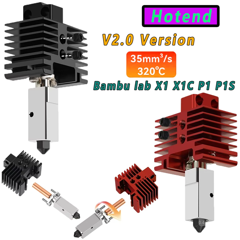 Upgrade Hotend Bambu Lab Hotend TZ 2.0 Version nozzle bambulab Bi Metal Fit Bamboo Bambulab X1X1C P1P P1S hotend