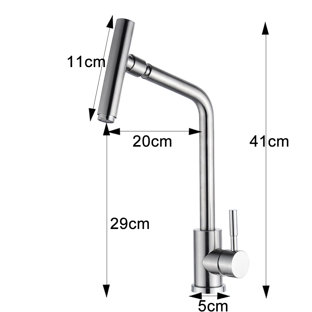 Bakala alta qualidade 304 de aço inoxidável torneira da cozinha giratória quente e fria chumbo livre desenho lavatório pia 360 swivel mixer