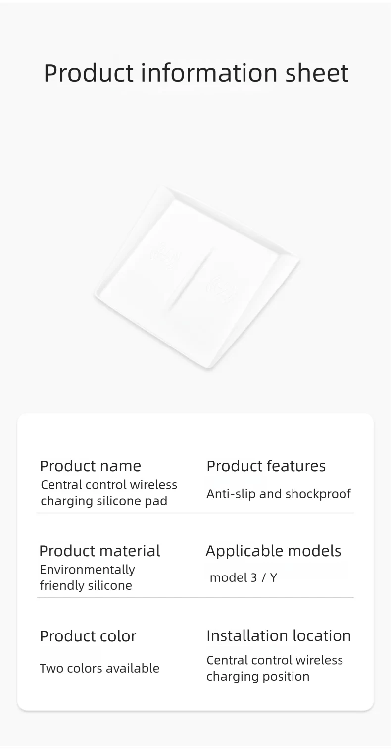 Für Tesla Model Y Juniper/Launch Model3 2024 2025 2026 Anti-Rutsch-Pad Kabelloses Ladepad Auto-Telefonhalterung Rutschfeste Matte Schutzmatte – Detail 16
