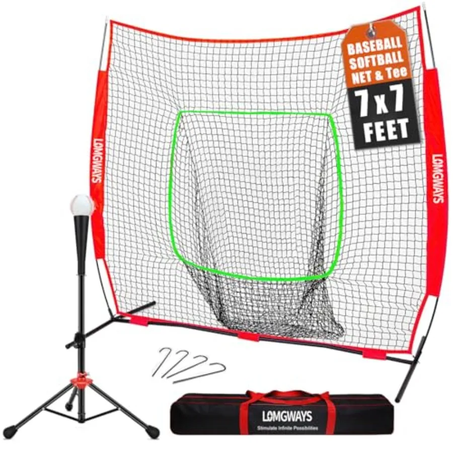 

7x7ft Baseball Softball Net with Steel Frame for Batting, Hitting, Pitching, Portable Baseball Batting Net with Carry Bag, Great for All Levels