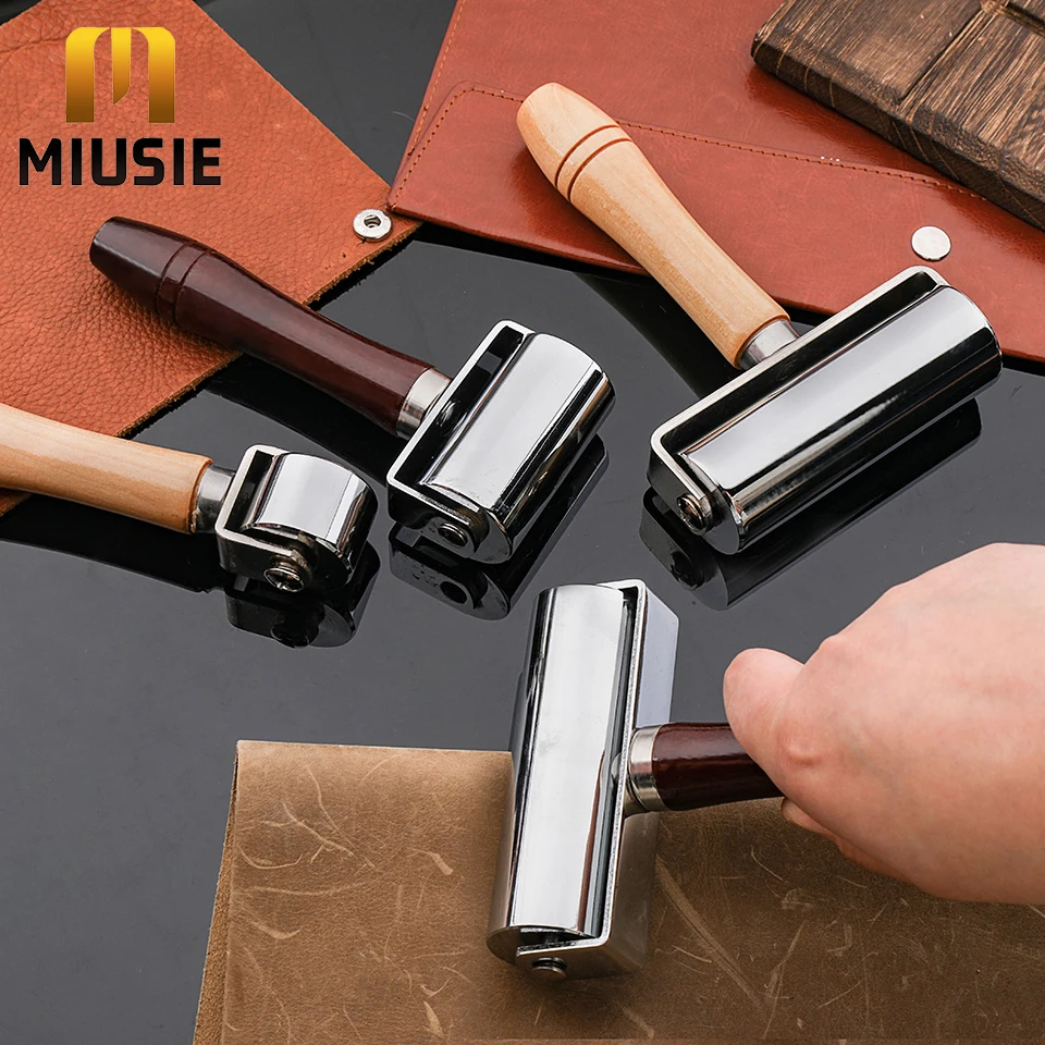 

MIUSIE Wooden Handle Leather Press Edge Roller Leather Roller Tool Edge Creaser Leather Craft Laminating Work Tool 26/60/100mm