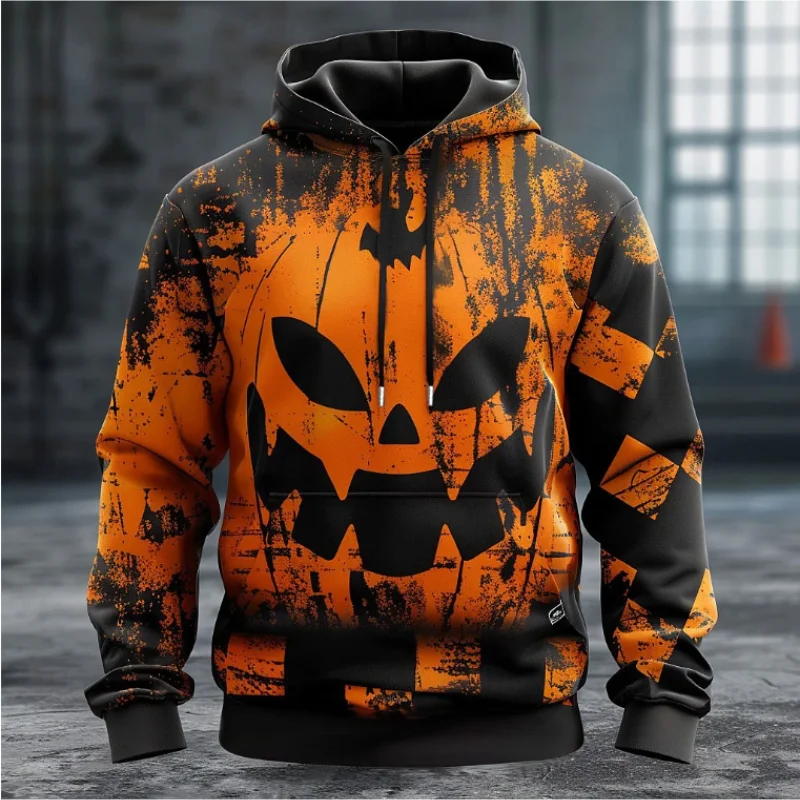 Fashion Pumpkin Head Pattern Hoodies Winter Trend Long Sleeve Halloween Wolf 3D Printed Pullovers Streetwear Harajuku Sweatshirt