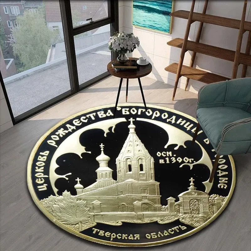 

Круглый ковер с монетами на заказ, коврики для гостиной, нескользящий коврик для ванной комнаты, ковер для спальни