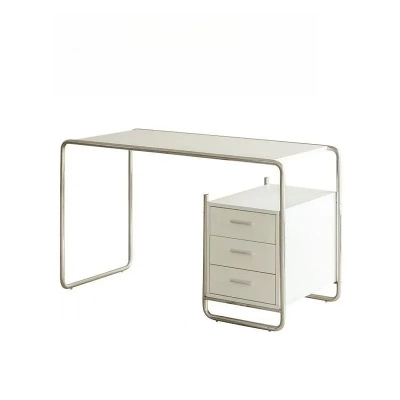 Stainless steel desk simple modern household single computer desk with drawers