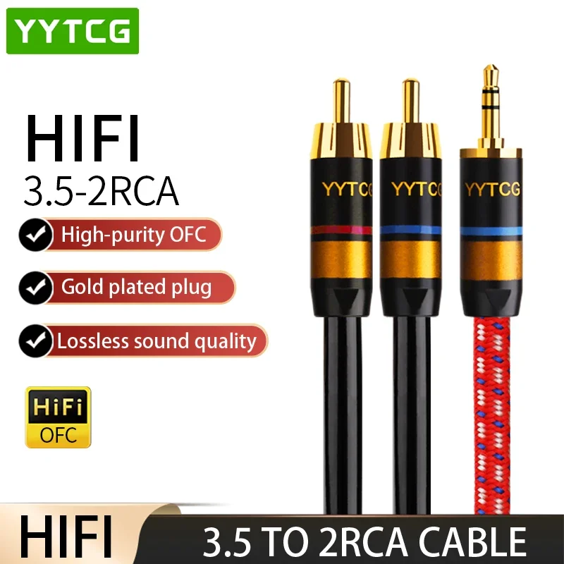 

HiFi Stereo 3.5mm to 2RCA Audio Cable RCA Cable AUX RCA Jack 3.5 Y Splitter for Amplifiers Audio Home Theater Cable