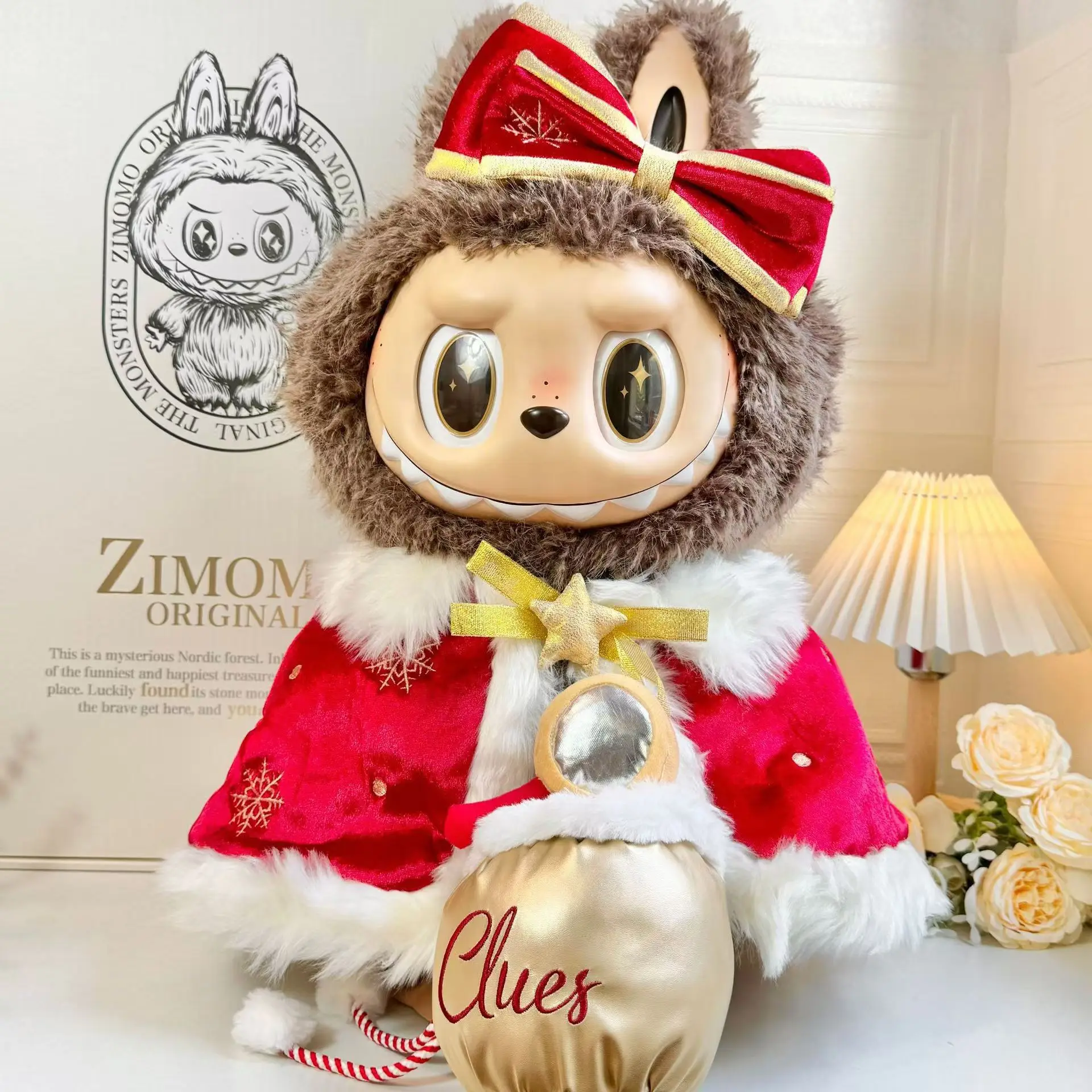 58CM labubu ZIMOMO Christmas Cloak Baby Dress Internet Celebrity Queen's High Ding Baby Dress Christmas Gift Decoration