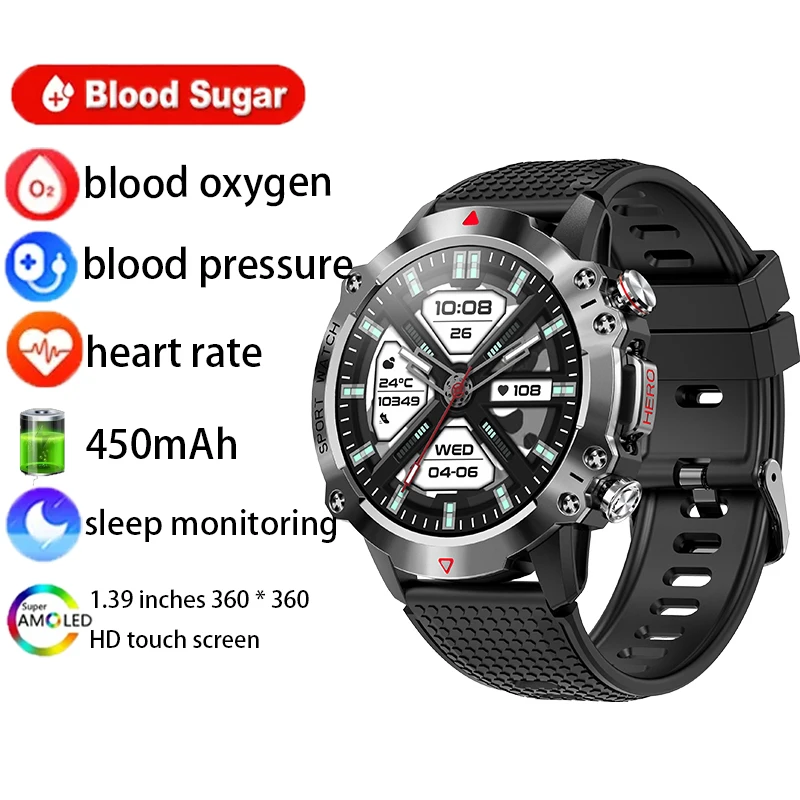 

2023 New 450mAh Battery Watch For Men Smart Watch In Bluetooth Call Smartwatch Fitness Sports Clock 1.39 Inch 360*360 HD Screen