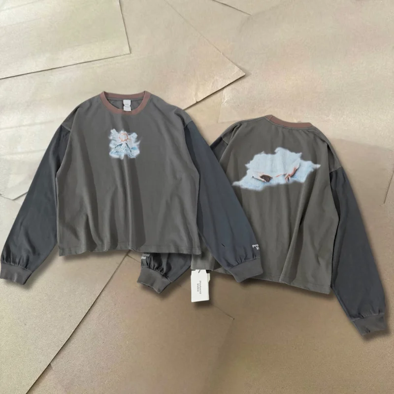 Protocol Long Sleeve Tee High Quality Casual Printed Streetwear Graphic Y2k Clothes Tshirts for Men