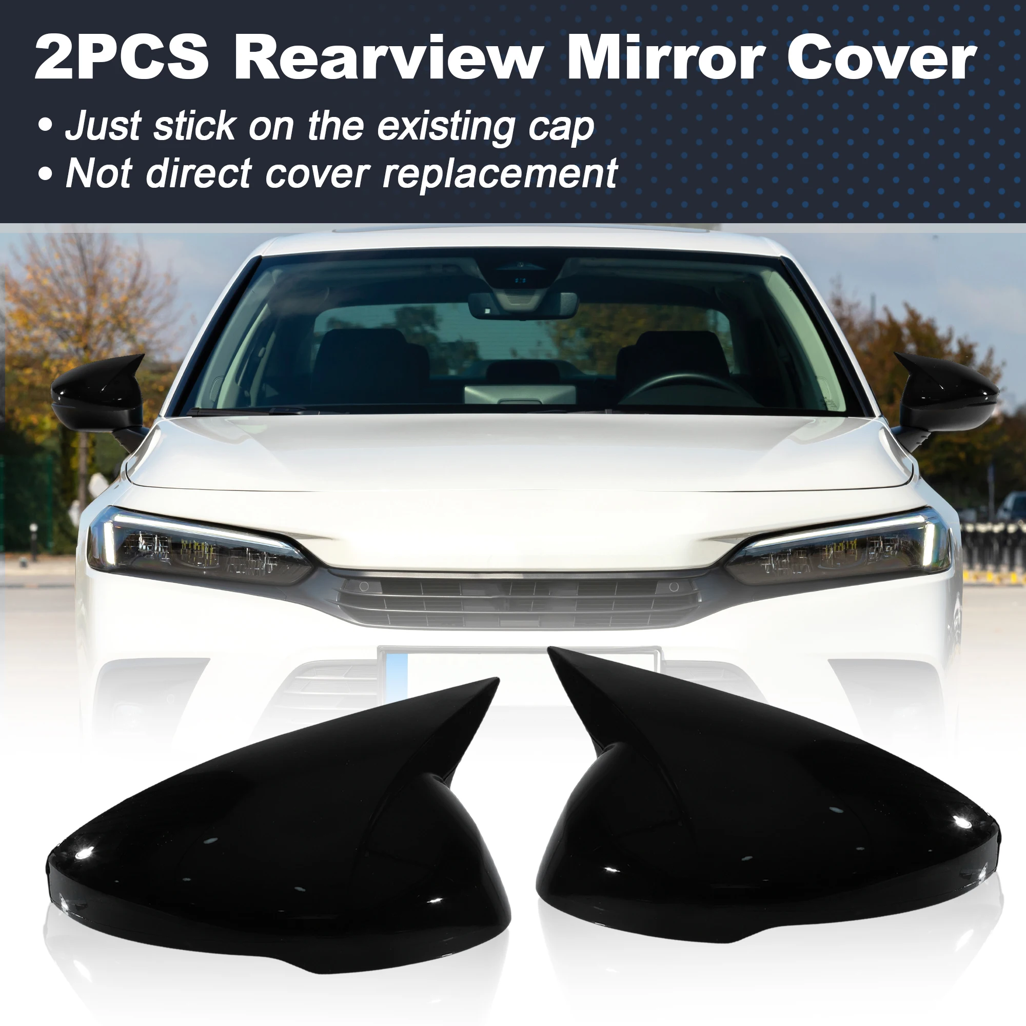 

UXCELL 2PCS Left Right Side Ox Horn Wing Mirror Cover for Honda Civic 11th 2022-2025