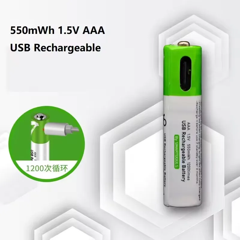 AA + AAA USB بطارية قابلة للشحن 1.5 فولت AA 2600mWh/AAA 750mWh بطاريات ليثيوم أيون للماوس والساعة ماكينة الحلاقة ومقياس الحرارة + كابل TYPE-C