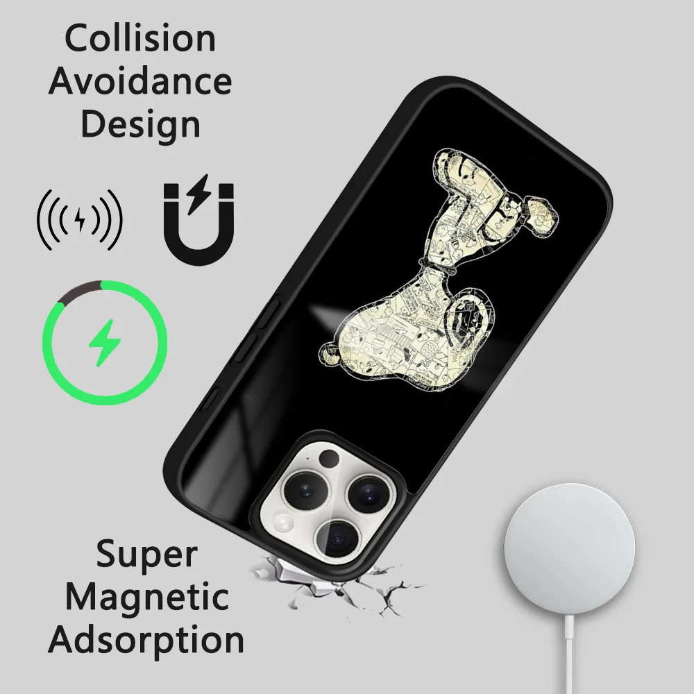 S-Snoopy Cute Cartoon Phone Case For iPhone 15 14 13 12 11 Pro Max Plus Mini Mirror Magnetic Cover Funda Magsafe Case