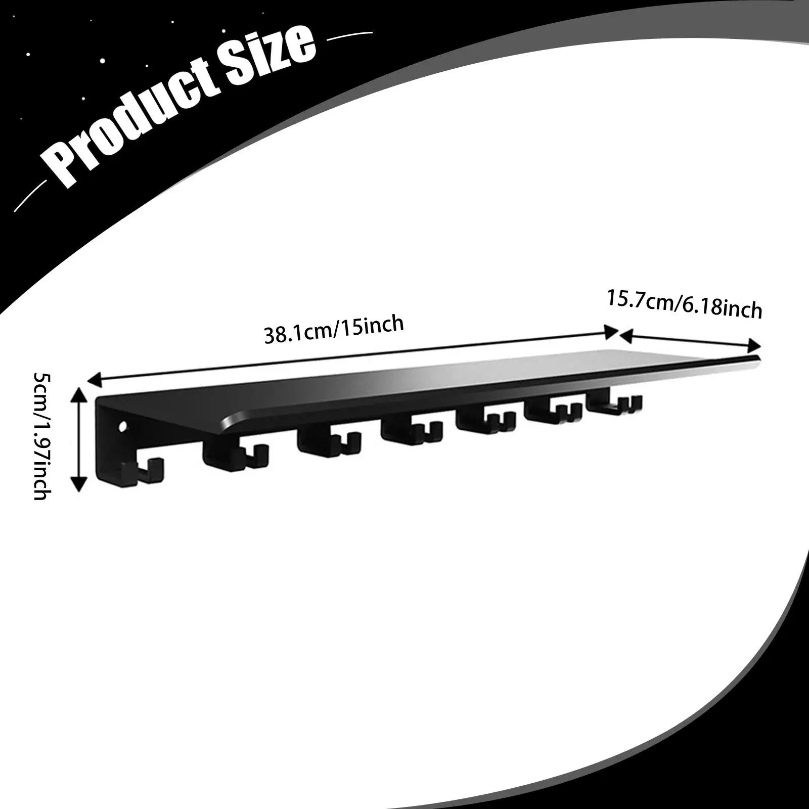 Prateleira compatível com acessórios tonais Prateleira de armazenamento preta versátil e resistente