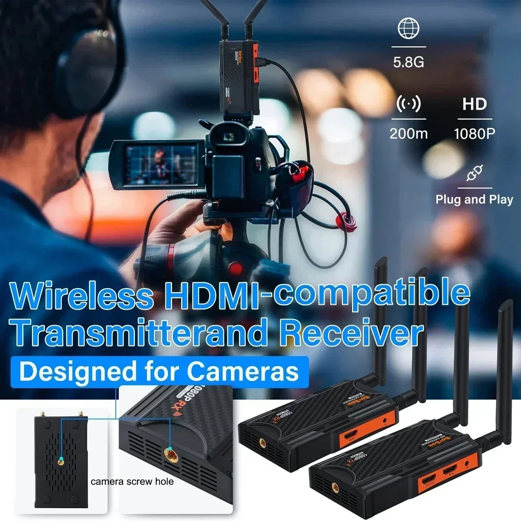 200M Wireless Extender Kit HDMI Video Transmitter and Receiver Wireless Display Adapter for Camera DVD Laptop PC To TV Projector