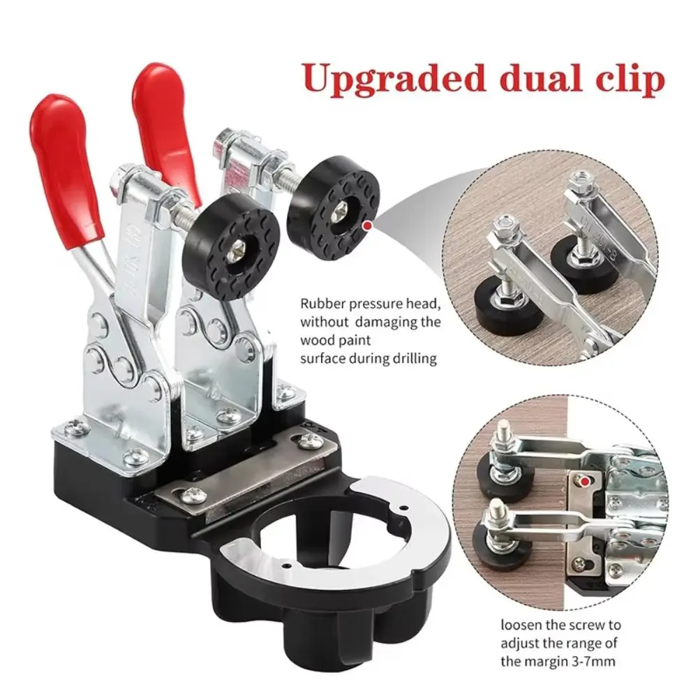 Aluminum Alloy 35mm Hinges Boring Jig Dual Fixture Drill Guide Woodworking Hole Drilling Guide Locator Template Hole Punching