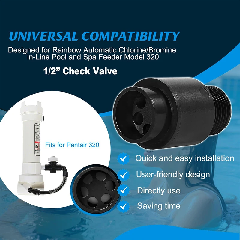 R172248 Check Valve Compatible with Pentair Rainbow Automatic Chlorine/Bromine In-Line Pool and Spa Feeder Model 320