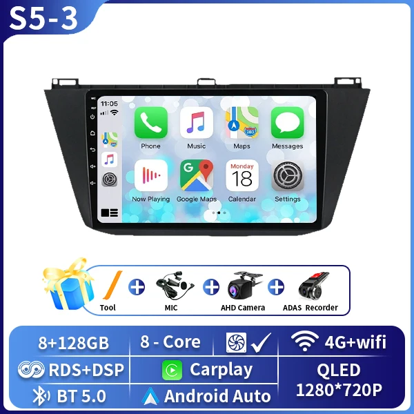 Android 16 Carplay Auto Radio Voor Volkswagen Tiguan 2 Mk 2016 2017 2018 2019 Multimedia Video Player Navigatie GPS stereo