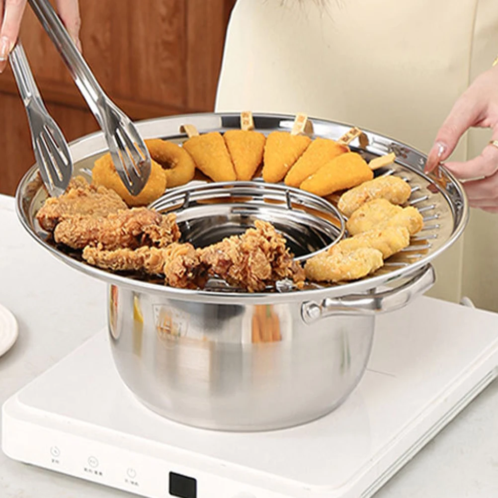 

Stainless Steel Drain Plate Multifunctional Frying Control Disc Kitchen Oil Filter Tray Efficient Drain Rack Dishwasher