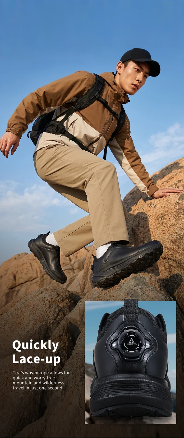 HUMTTO Rutschfeste Wanderschuhe für Herren, Wasserabweisend, Atmungsaktiv, Outdoor-Sneaker für Männer, 2026 Winter, Echtleder, Trekking-Schuhe für Herren – Detail 4