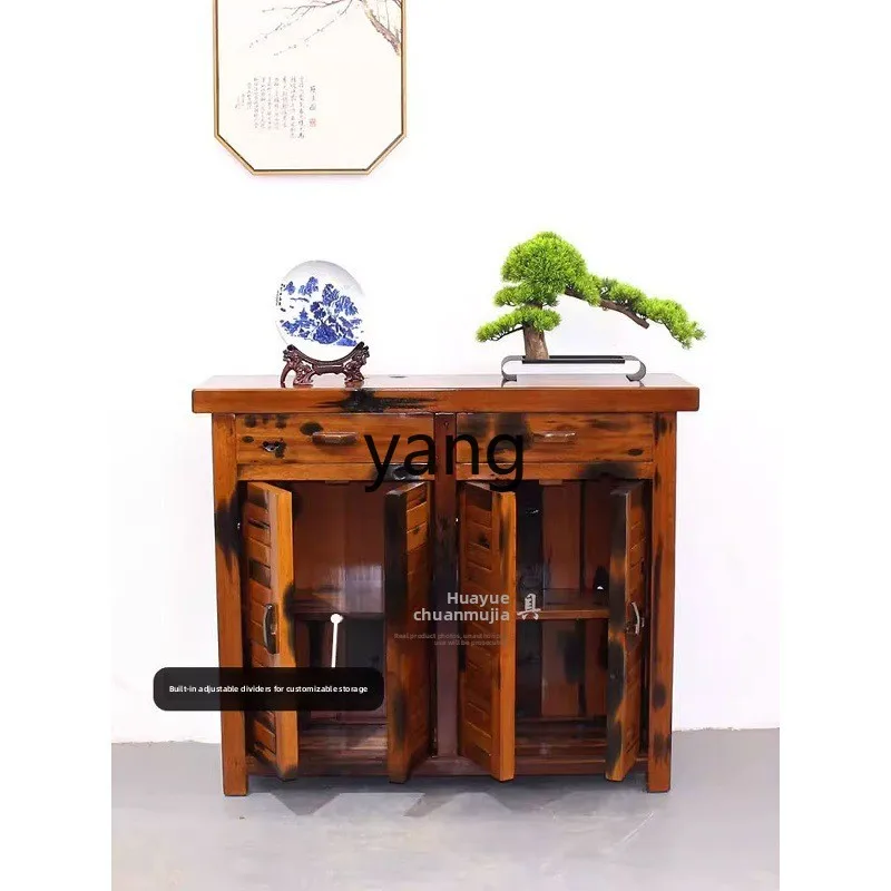

LMM Chinese-style entrance cabinet All solid wood locker Zen against the wall entrance table