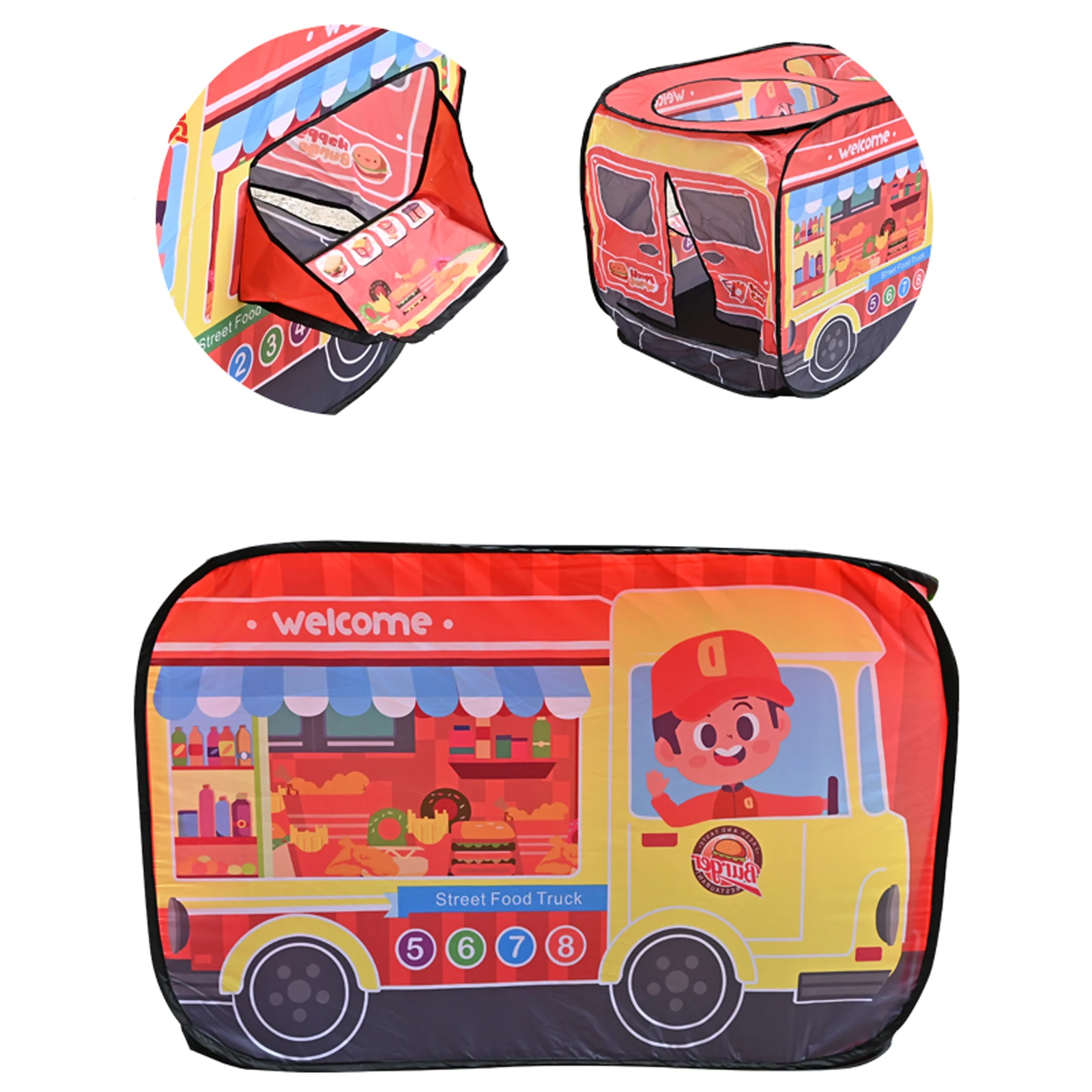 Giocattoli per la casa da gioco per bambini Tenda per hamburger da interni Maschio e femmina Interazione genitore-figlio Casa da gioco per auto Piccola casa pieghevole