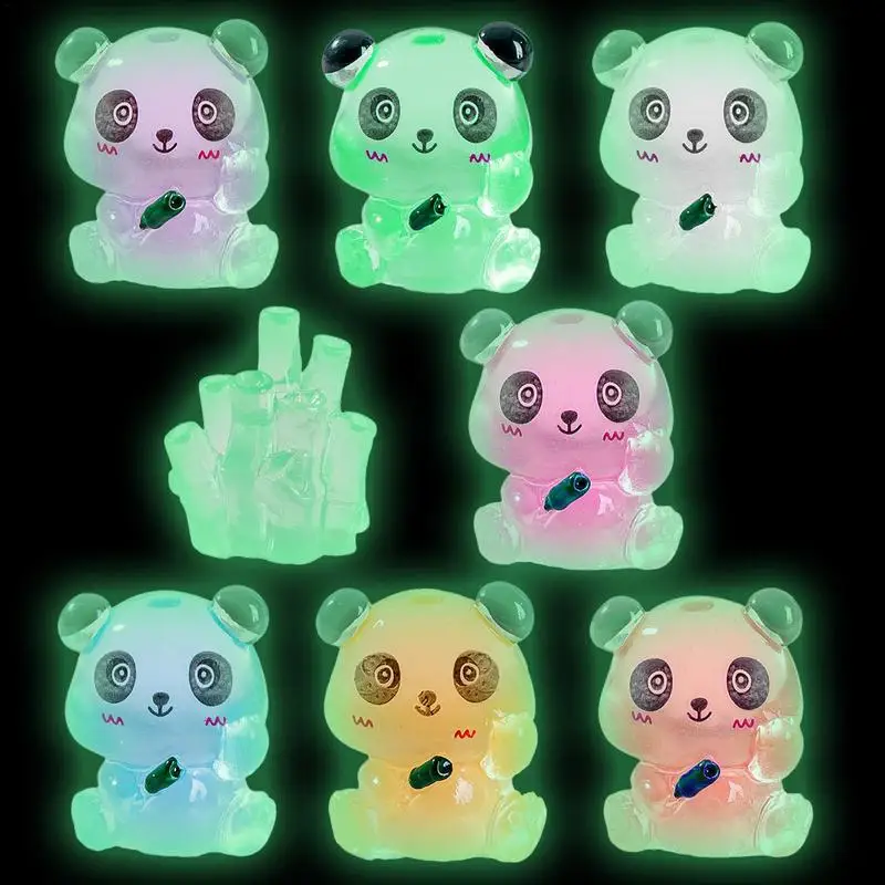 Mini figuras de resina brillantes de Panda, No se decolora, paisajes en miniatura decorativos impermeables para escritorio, estante de casa de muñecas
