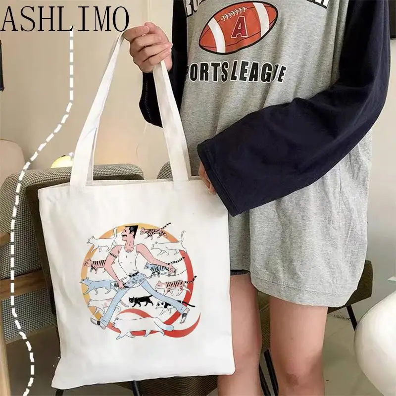 Queen Music Team High Capacity Women Eoc Friendly Tote Bag Canvas Bag 2022 Foldable Shoulder Bag Shopping Printed Bag Reusable