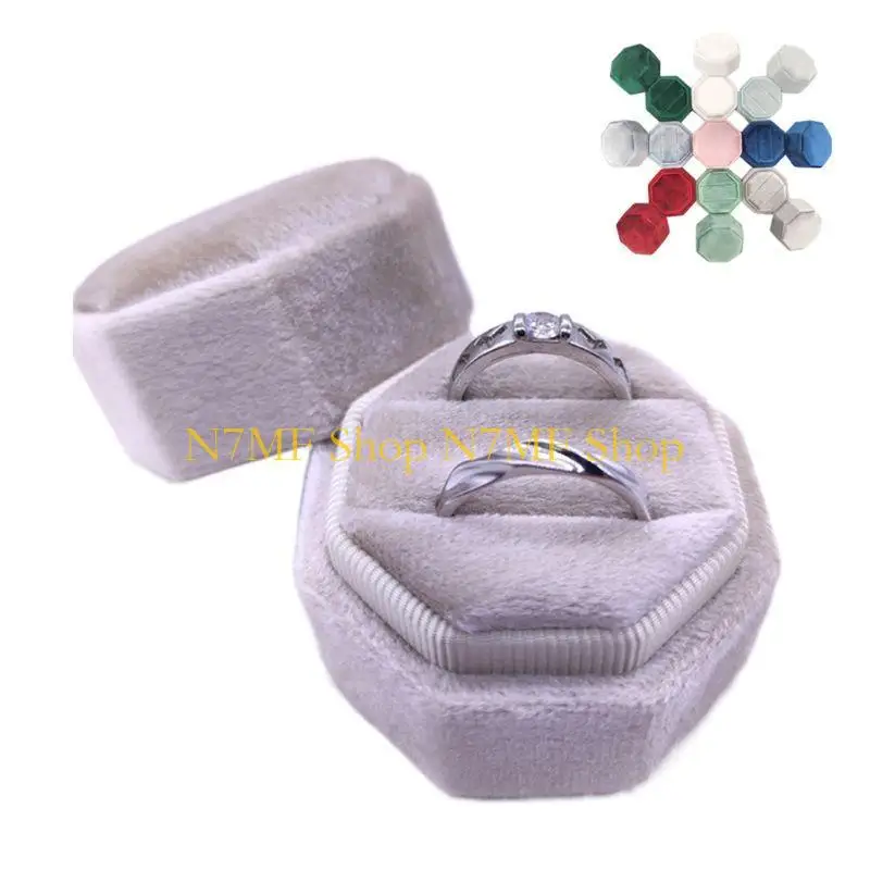 N7MF Premium Doppel-Ring-Geschenkbox, Samt-Schmuck-Ring-Box, Zeremonie, Hochzeit