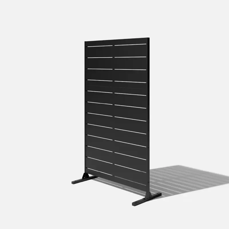 Custom Heavy Steel Freestanding Divider Horizontal Slit Cut Out Privacy Screen for Patio Pool Outdoor Isolation