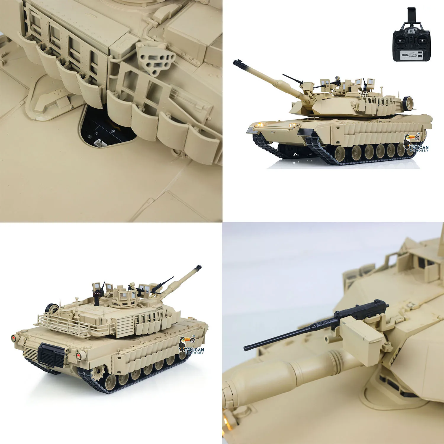 

Металлический радиоуправляемый танк 3918 Абрамов M1A2 TOUCAN 1/16 TUSK II Коробка передач с двойным потоком, турель на 360°, поворотный инфракрасный боевой ствол, отдача FPV