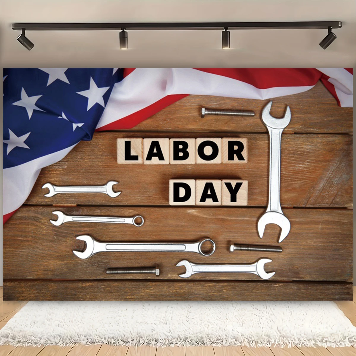 Labor Day Photo Background Worker Wrench Hammer Tool Construction Helmet Happy Labor Day Party Backdrop Decor Banner Photo Props