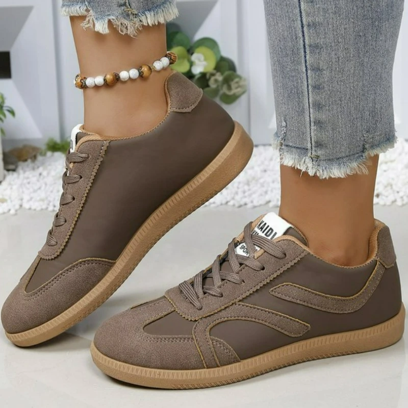 Women Natural Suede Leather Lace-up 2026 New Sneakers Round Toe Soft Comfort Casual Female Outdoor Drive/walk Shoes for Woman