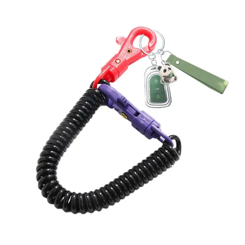 Spiral Spring Coil Keychain Theftproof Stretch Key Chain Retractable Strap Spring Coil Rope Strap With Metal Clasp For Wallet