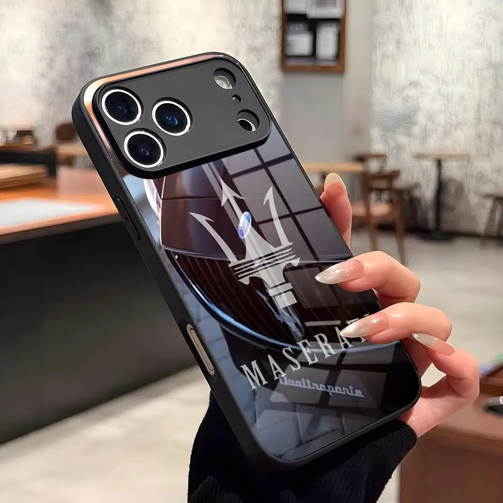 Coque de téléphone en verre Maserati Sports Car pour iPhone 17 Warrior Air 16 15 14 Pro Max 13 12 11 X XS XR Plus pour Samsung S26 25 24 2